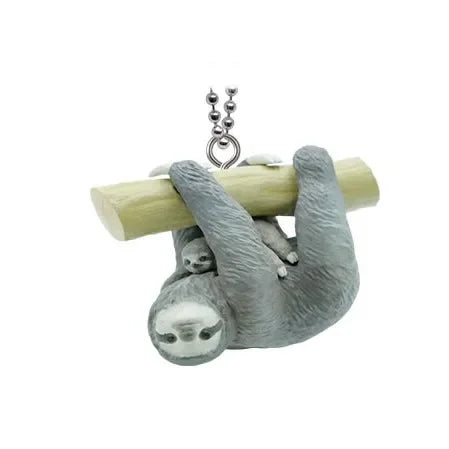 Sloth Hugging Wood keychain