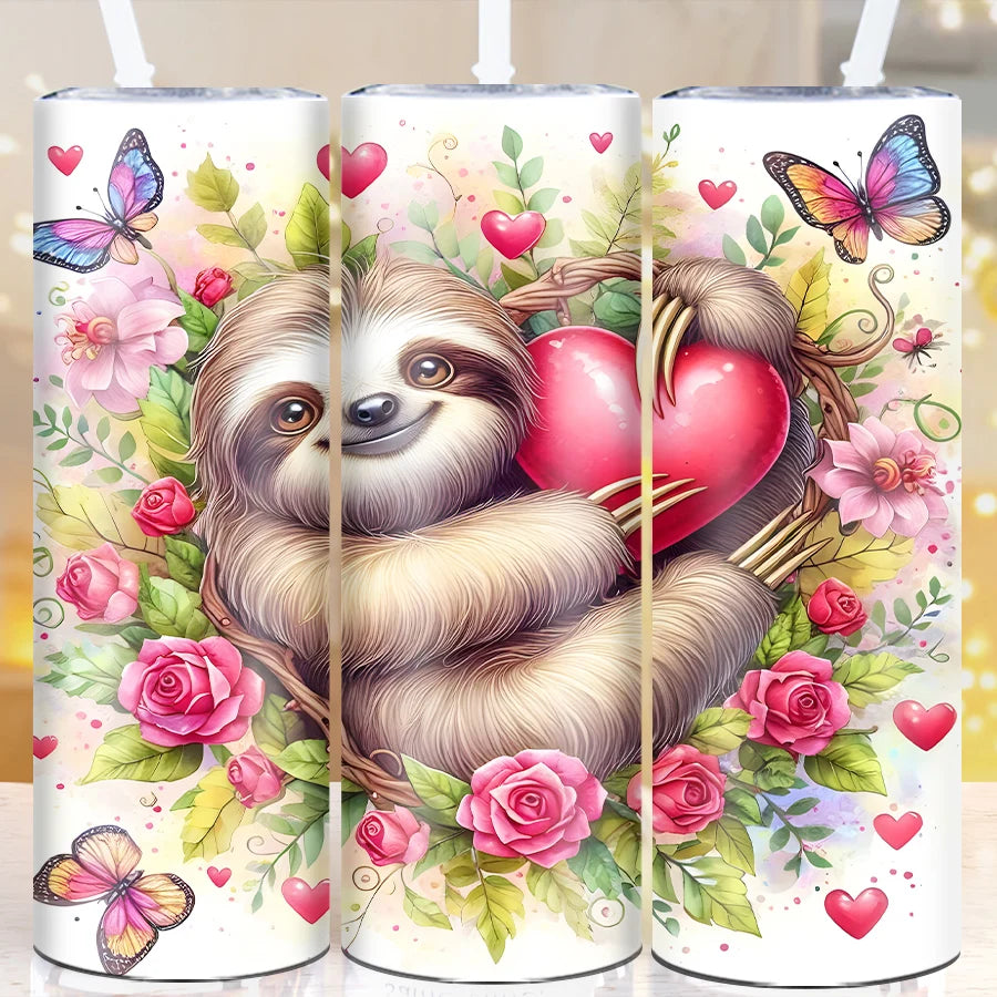 Sloth Love Tumbler With Straw and Lid