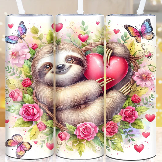 Sloth Love Tumbler With Straw and Lid