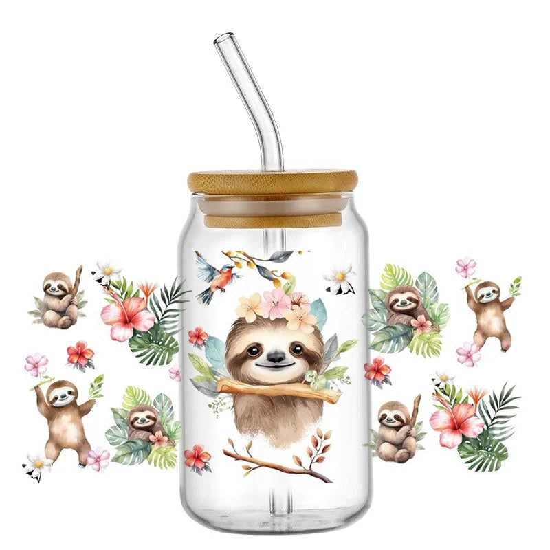 Decals Cute Sloth Waterproof Transfer Stickers for Mugs, Water, Bottle