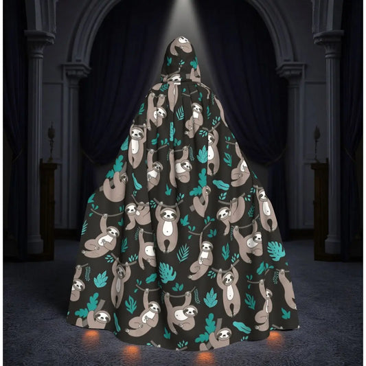 Hanging Sloth Design Long Hooded Cloak product photo 1