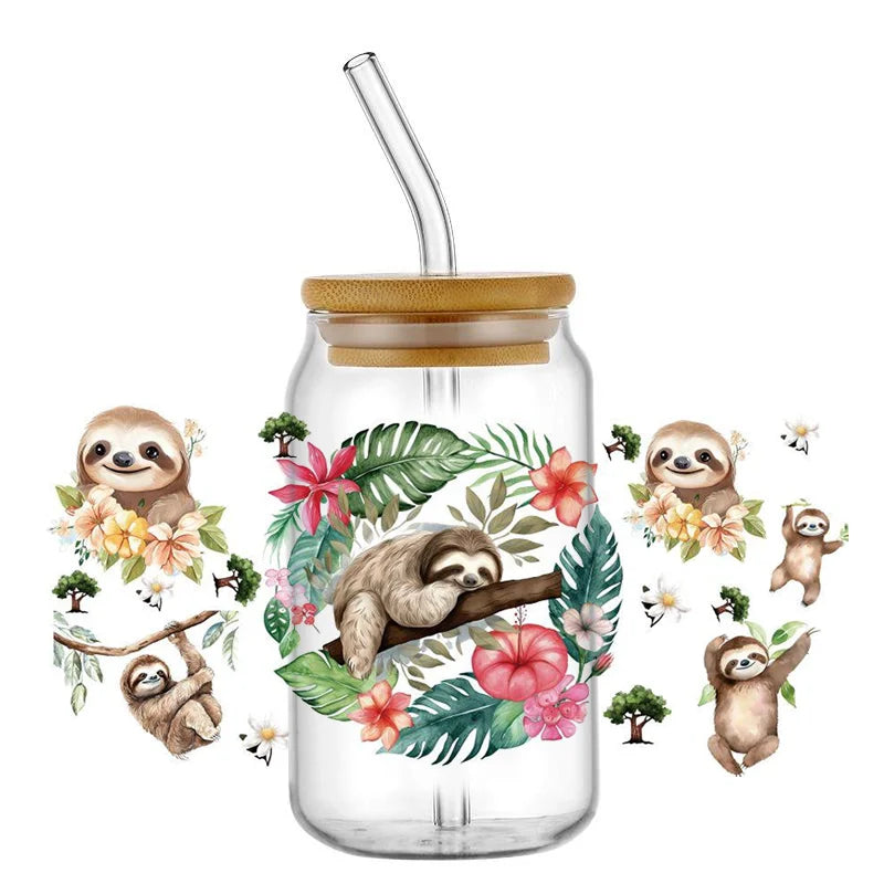 Decals Cute Sloth Waterproof Transfer Stickers for Mugs, Water, Bottle