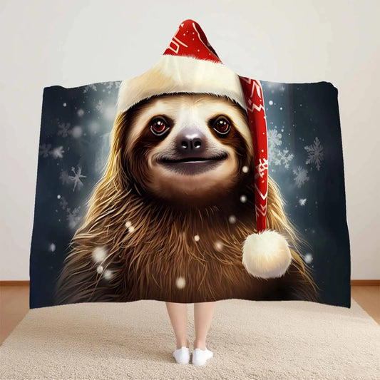 Sloth Christmas Hooded Blanket