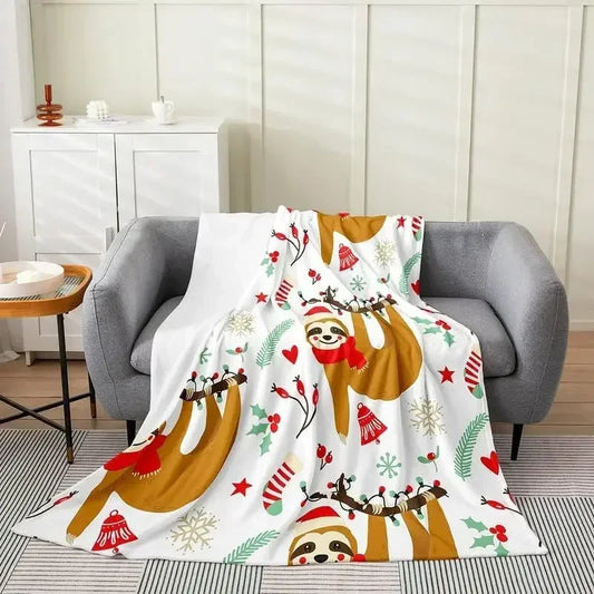 Christmas Sloth Theme Blanket