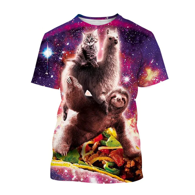 Sloth, Lama & Cat Galaxy T-Shirt