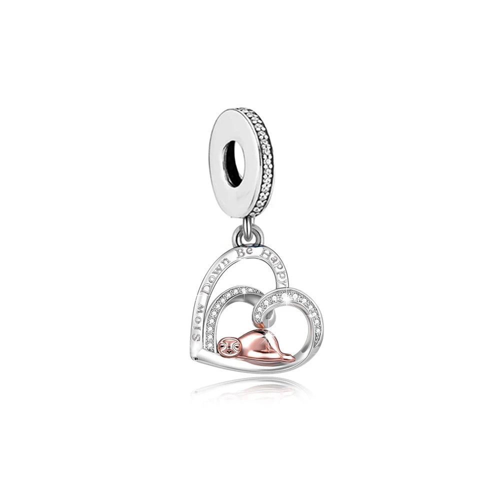 Sterling Silver Slow Down Be Happy Sloth Charm