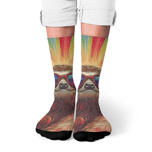 Vintage Hippie Sloth Crew Socks