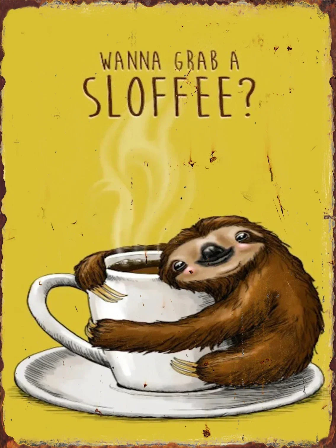 Vintage Sloth Metal Wall Art