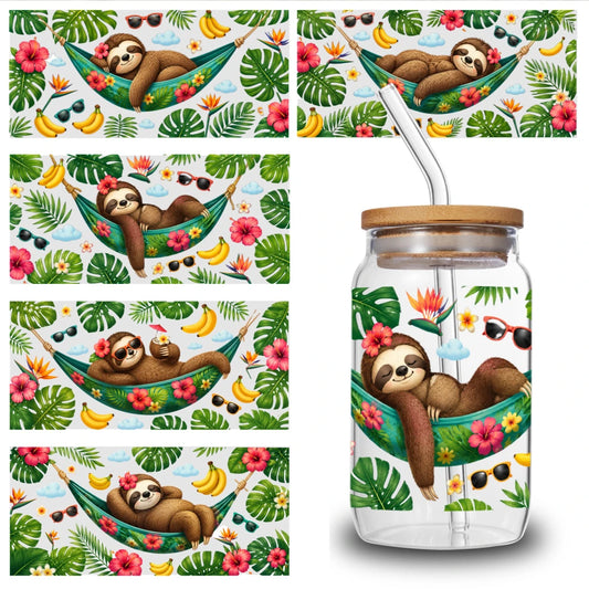 5 Sheets Tropical Sloth Hammock Transfer Stickers