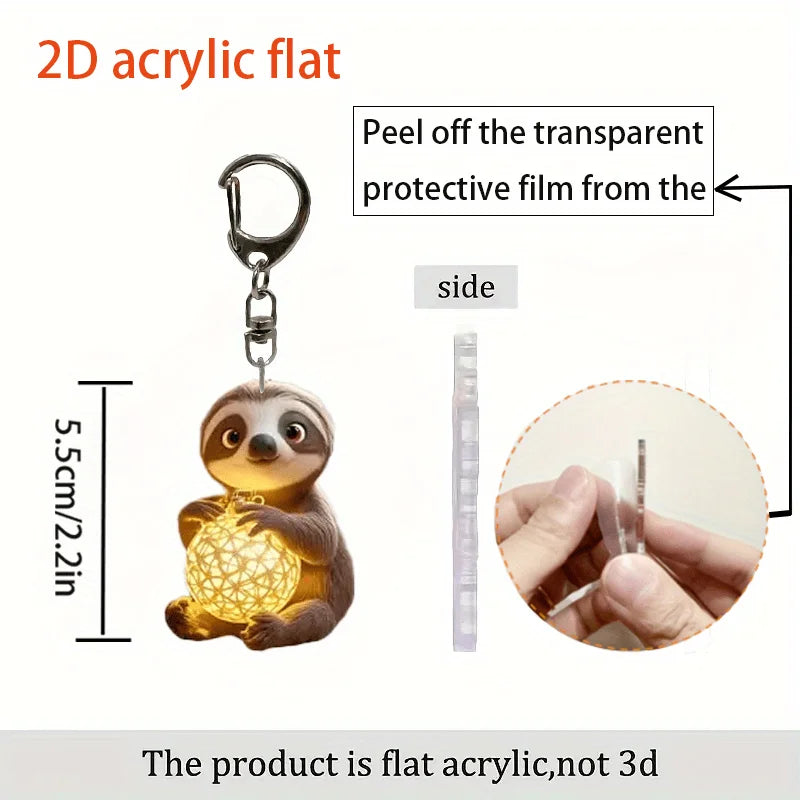 2D Sloth & Orb Keychain