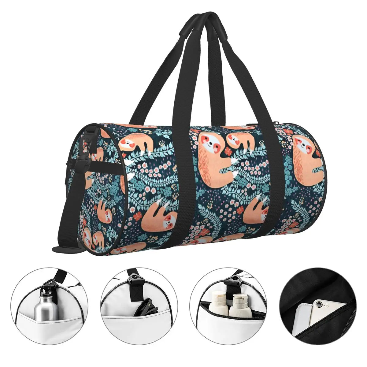 Sloth Family Floral Sports Bags