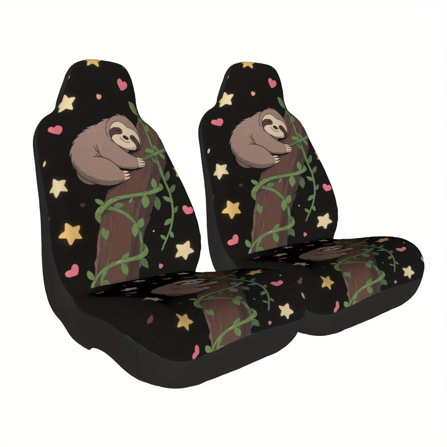 2 Front Seat Sloth Car Seat Covers