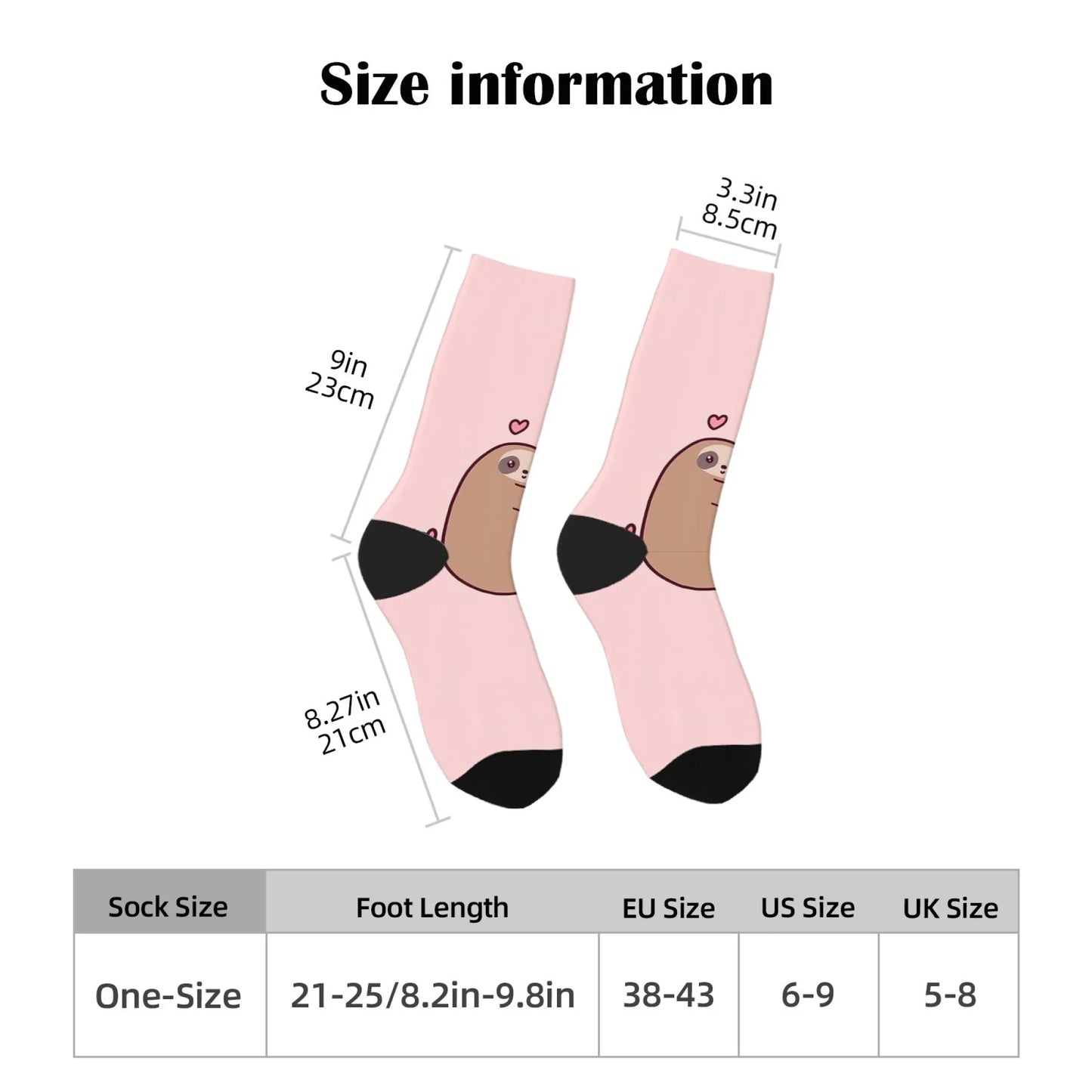 Love Sloth Hugging Cat Crew Socks