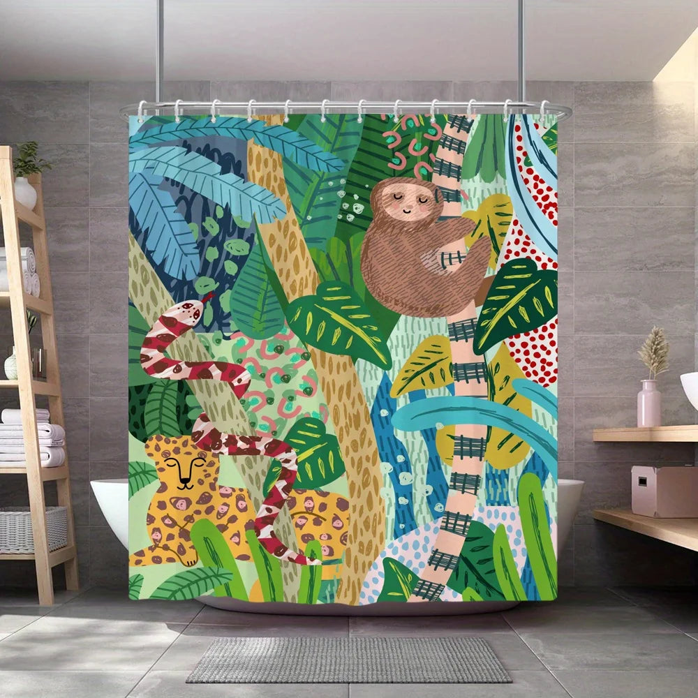 Tropical Jungle Sloth Shower Curtain