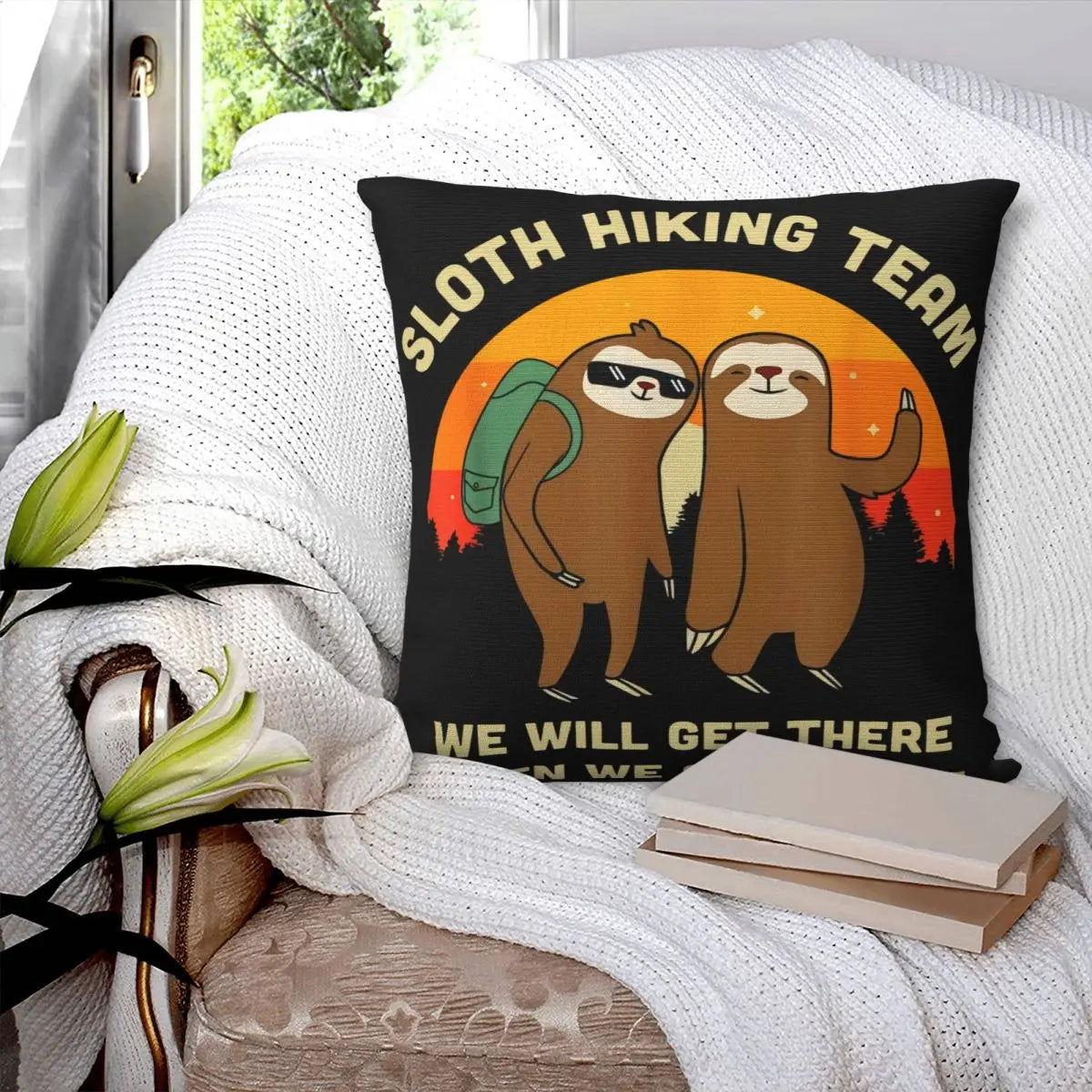 Sloth Hiking Team Cushion Cover