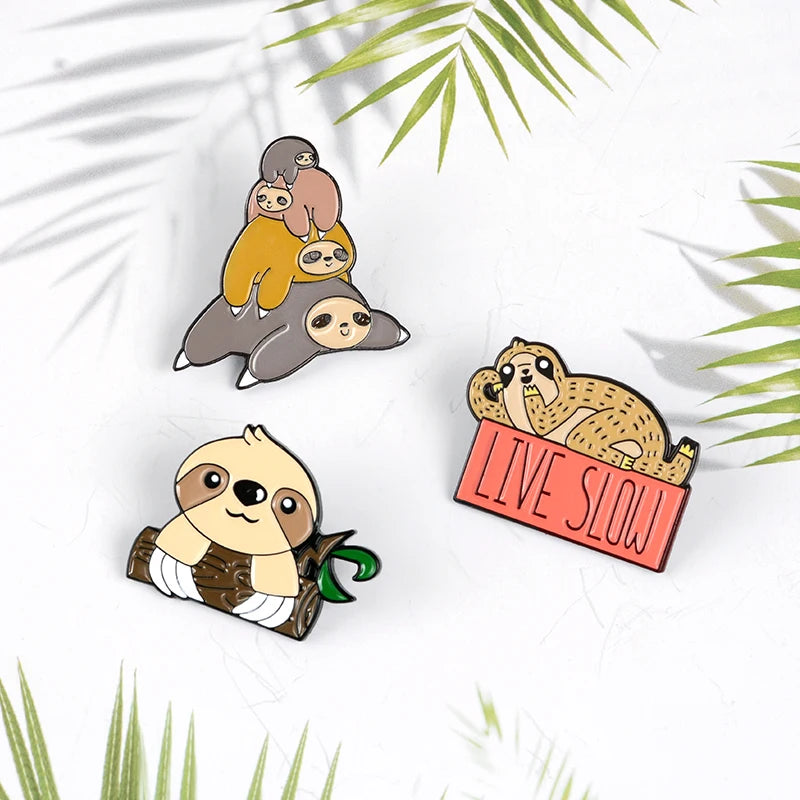 Sloth pin badges