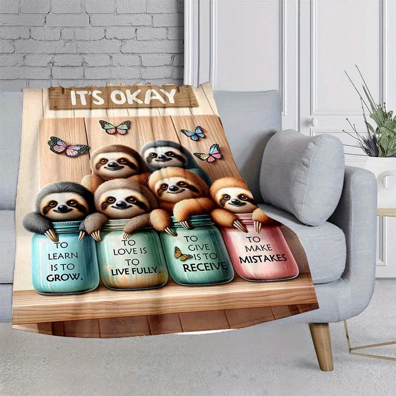 Sloth Jar Quote It's Okay Blanket product photo 3