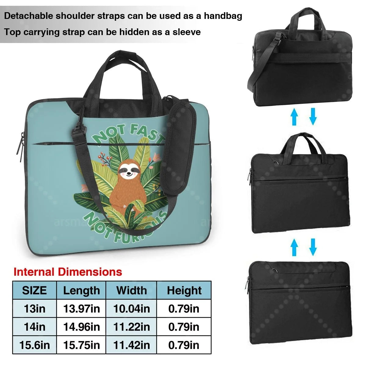 Not Fast Not Furious Sloth Laptop Shoulder Bag