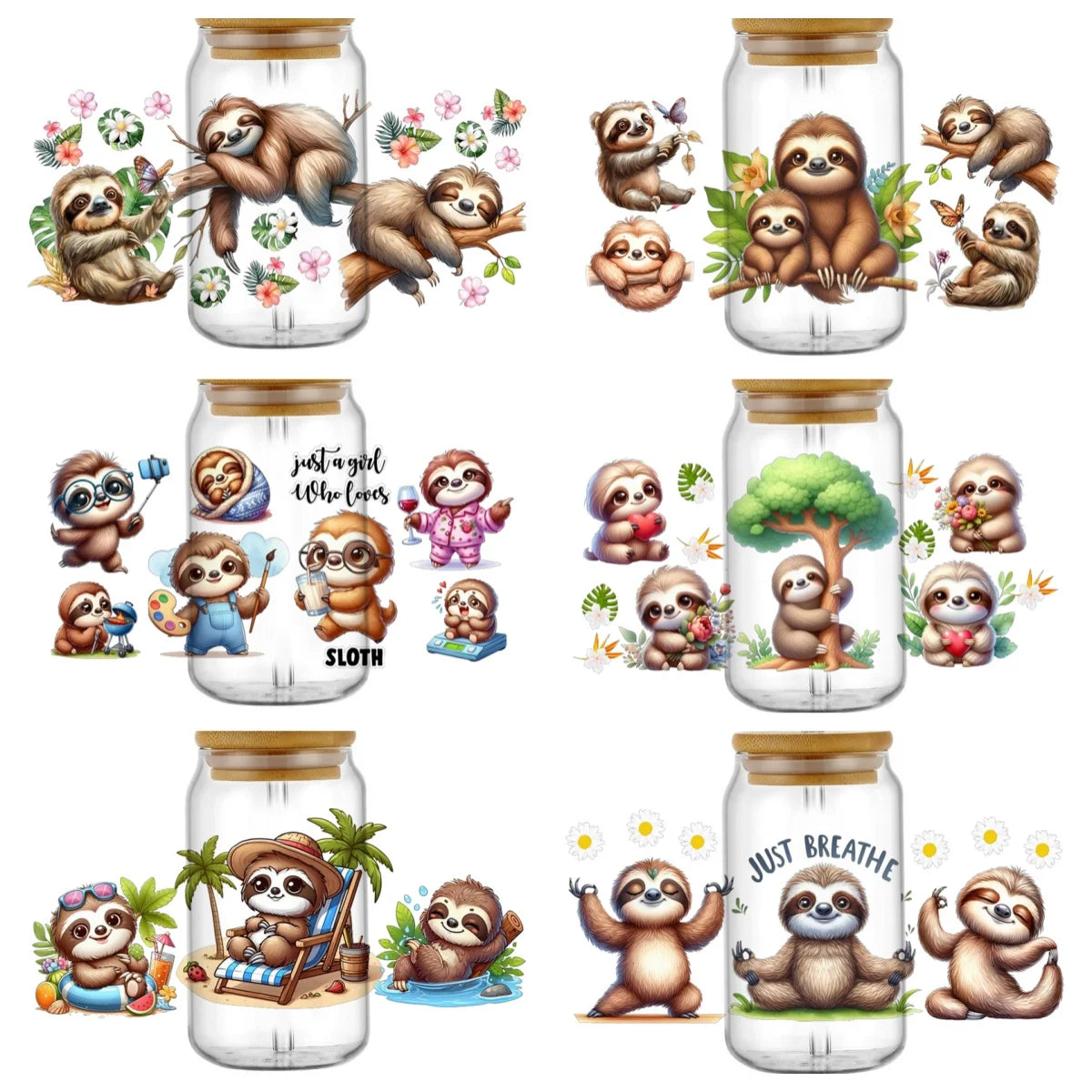 Sloth Decal Easy Peel Rub-On Transfer Sticker