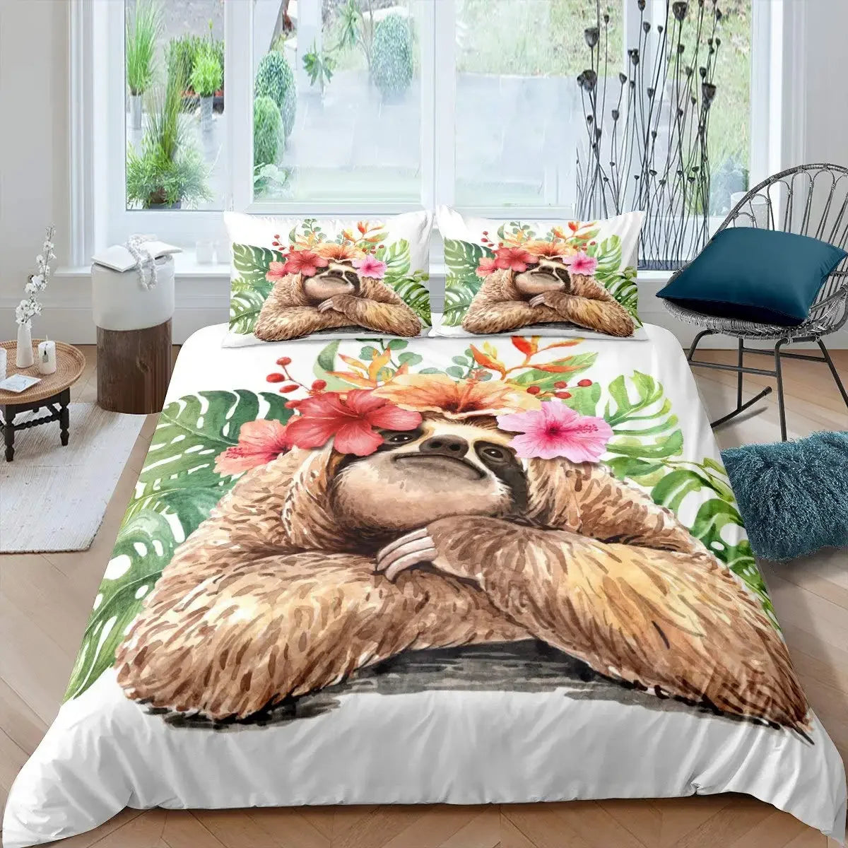 Sloth & Flowers Bedding