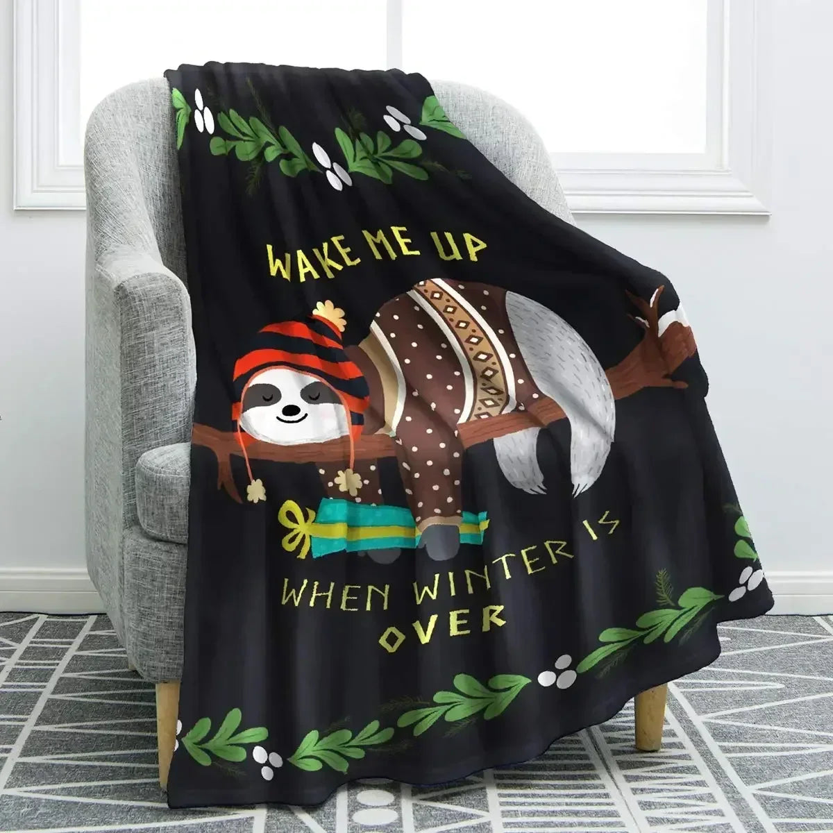 Sloth Theme Throw Blanket