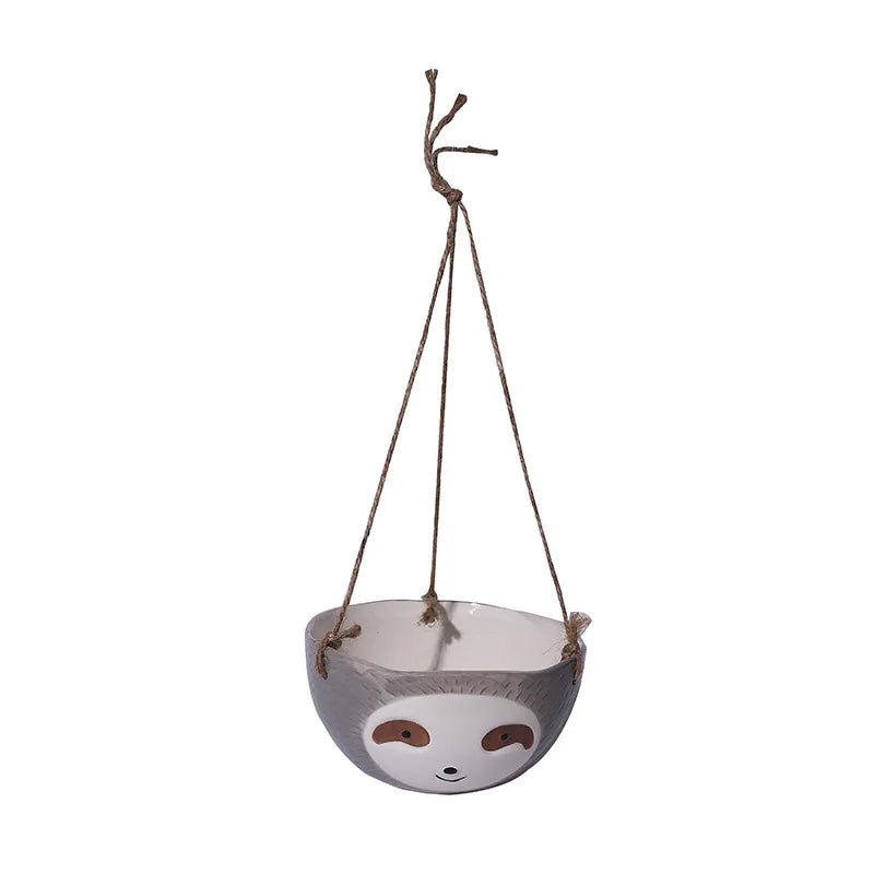 Ceramic Sloth Hanging Flowerpot
