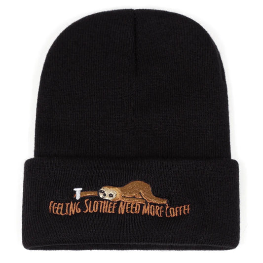 Feeling Slothee Need More Coffee Beanie Hat