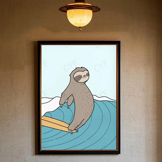 Surfing Sloth Poster