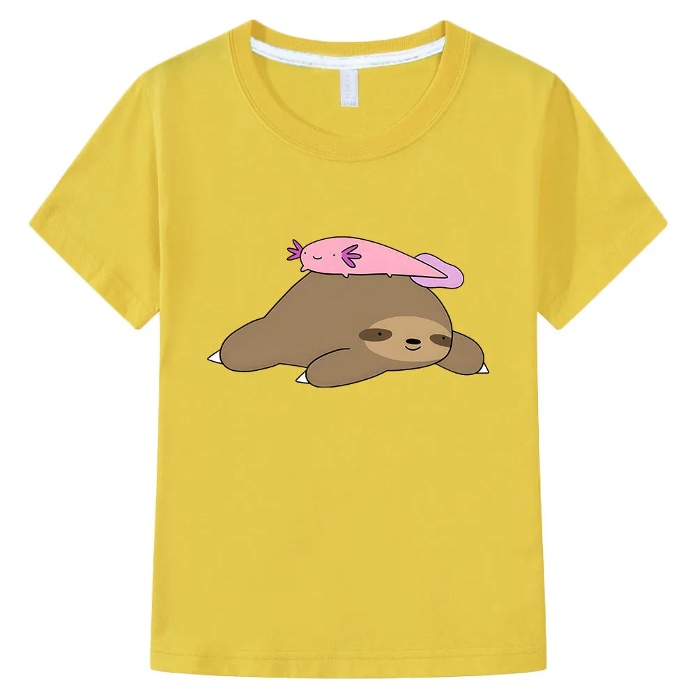 Sloth & Pink Axolotl T-Shirt