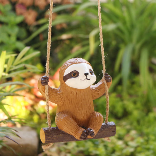 Sloth On A Swing Garden Ornament
