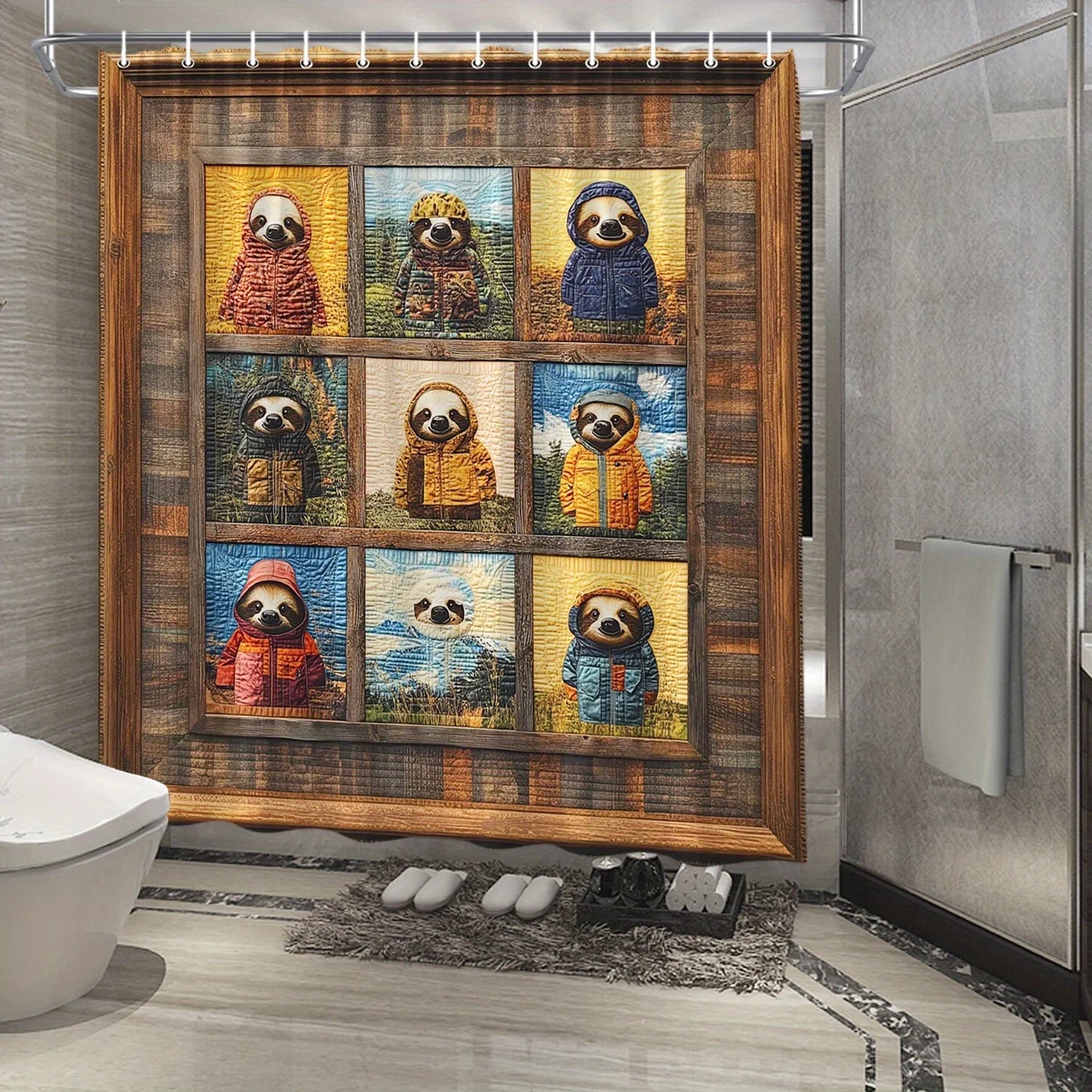 Sloths in Raincoats Shower Curtain