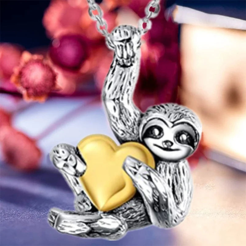 Heart Hugging Sloth Necklace