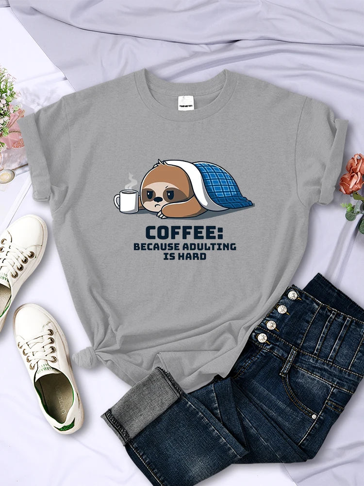 Coffee because Adulting Is Hard Sloth T-Shirt