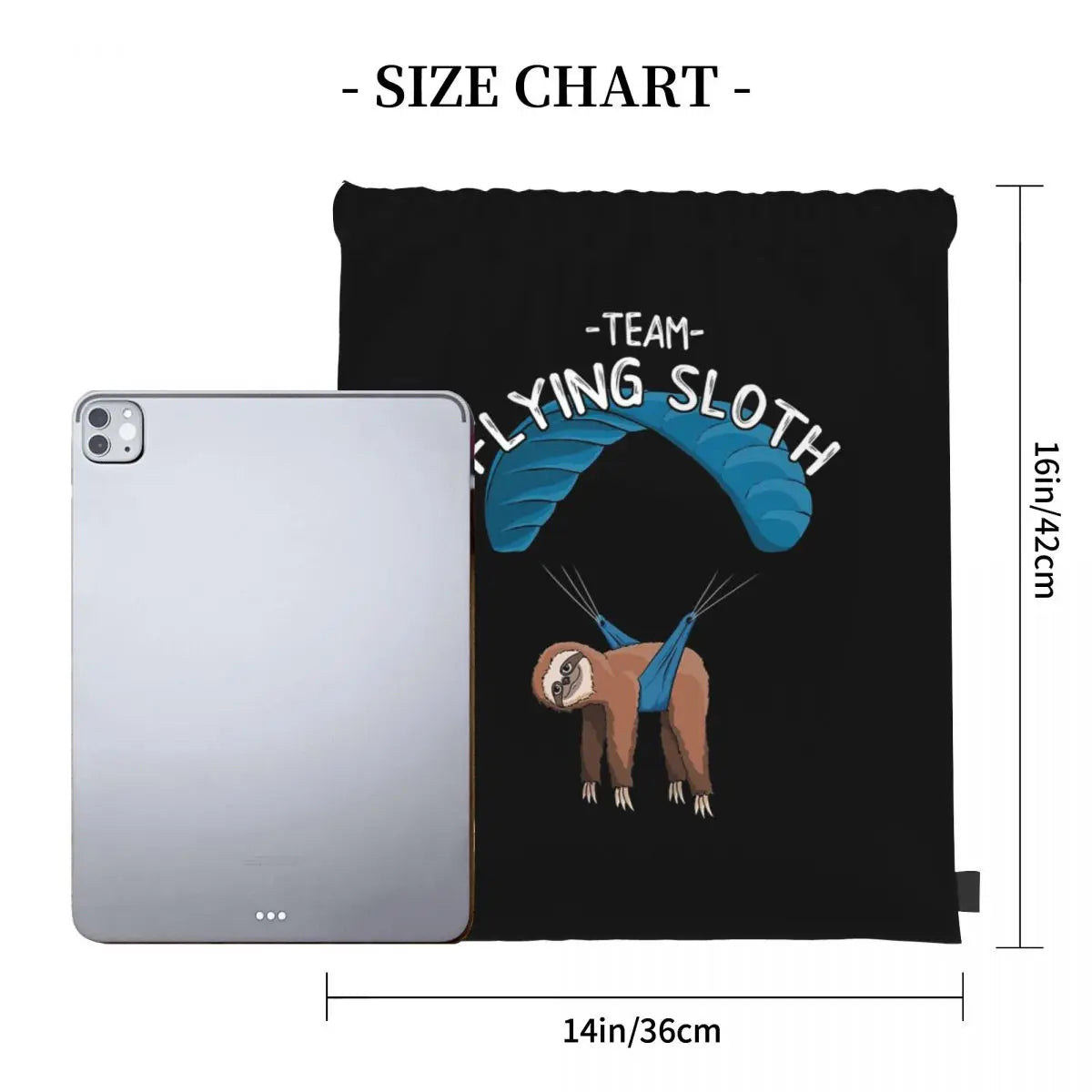 Team Flying Sloth Drawstring Bag