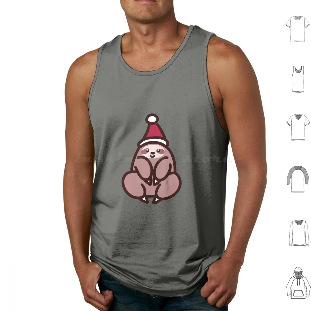 Sloth Wearing Santa Hat Tank Top