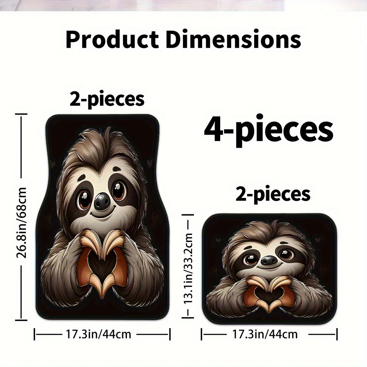 4 Piece Sloth Car Mats
