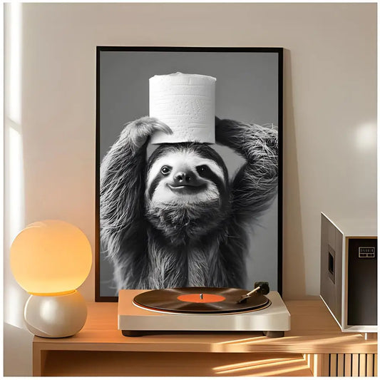 Sloth Black & White Poster