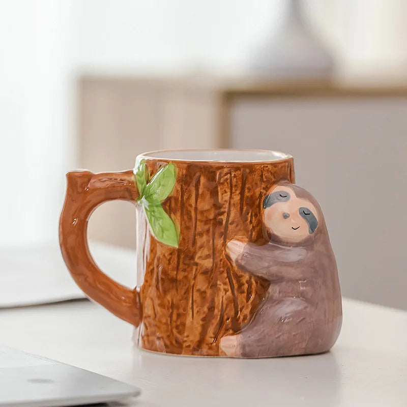 Sloth Hugging Tree Ceramic Mug