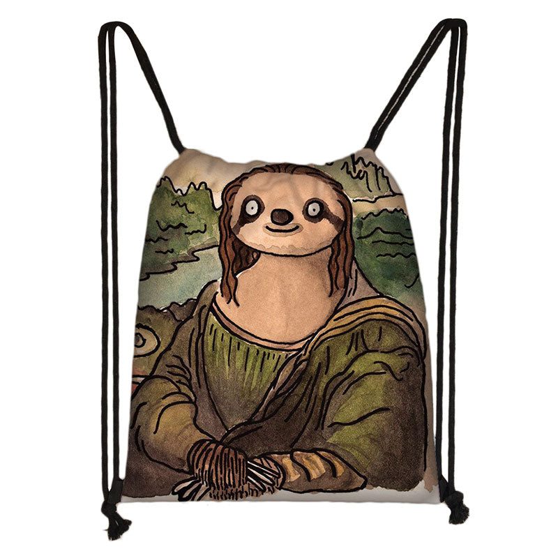 Mona Sloth Drawstring Backpack