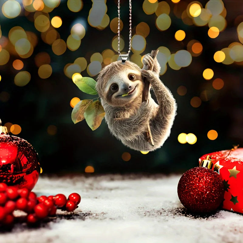 Cute Sloth on The Tree Pendant Versatile Keychain