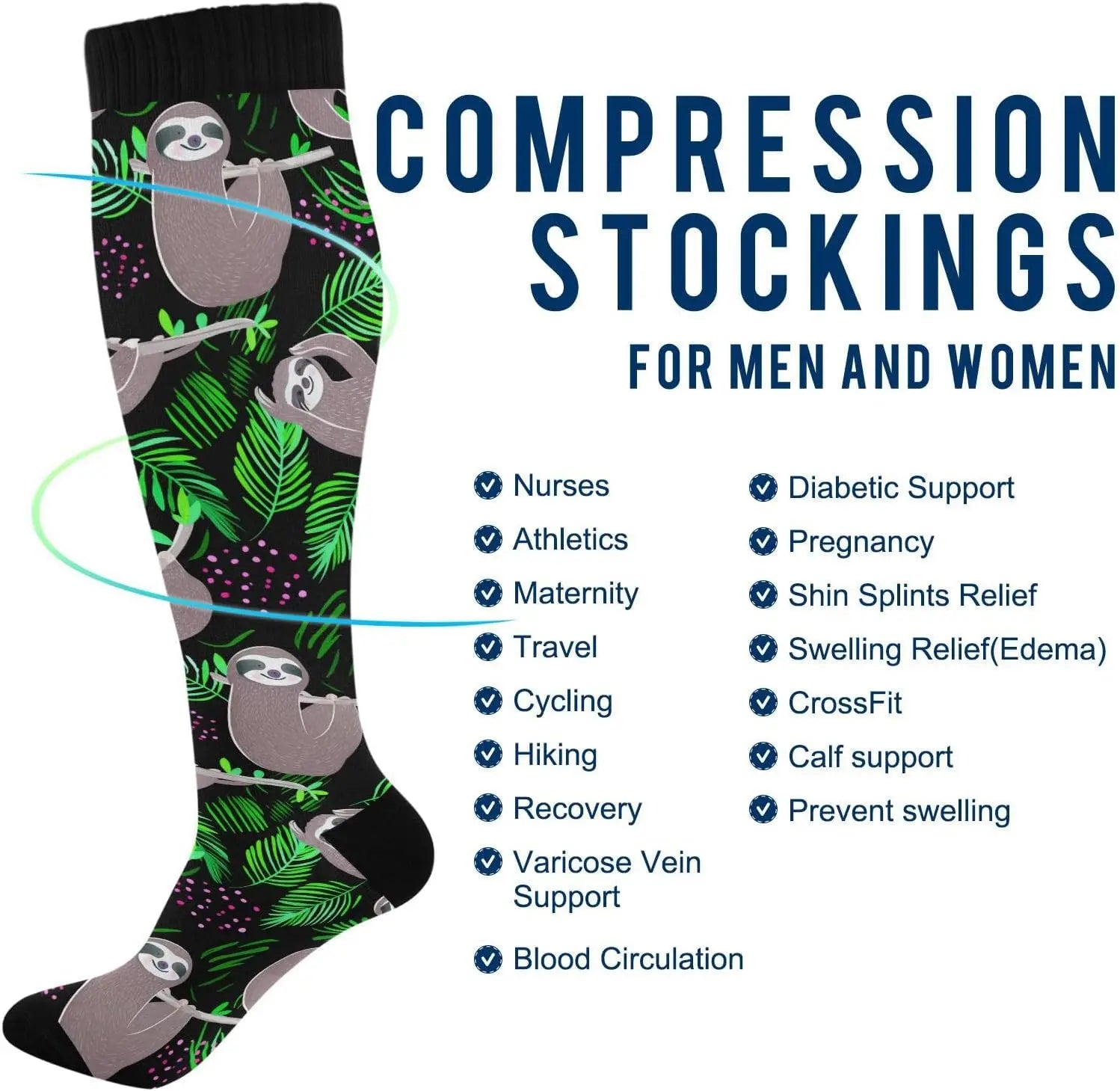 Cute Sloth Compression Socks product photo 4