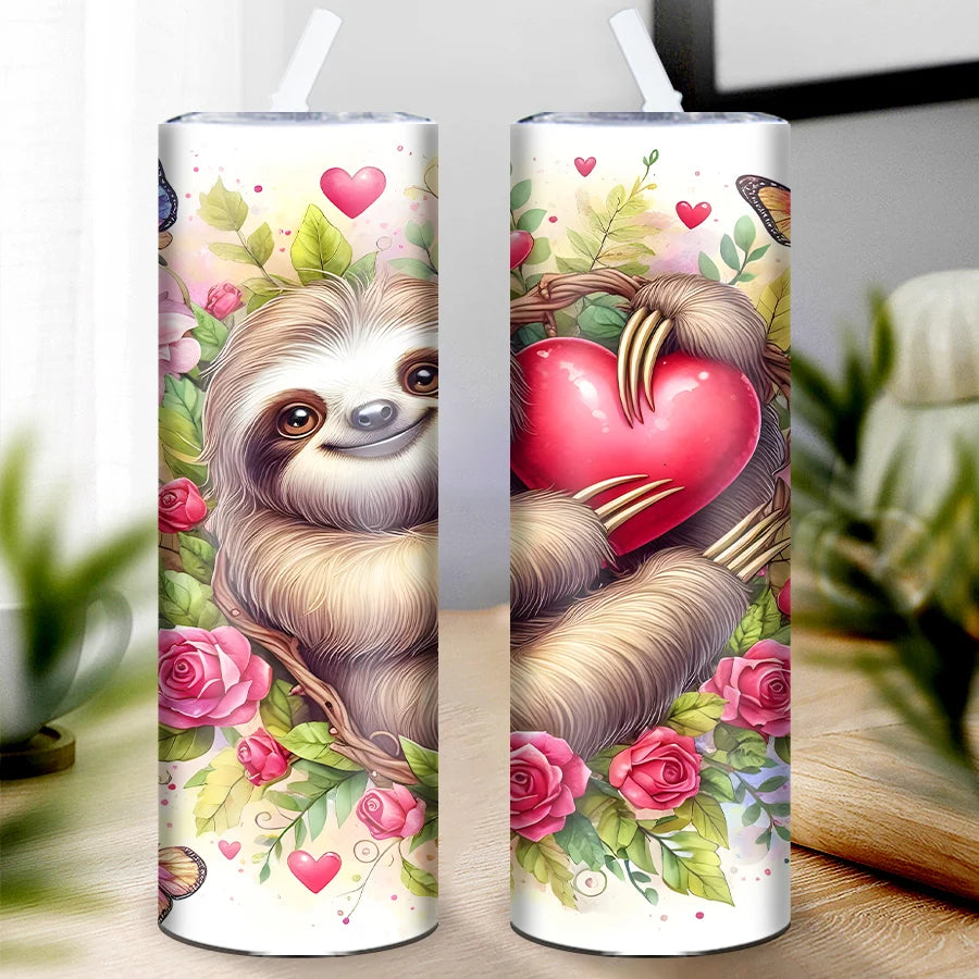 Sloth Love Tumbler With Straw and Lid