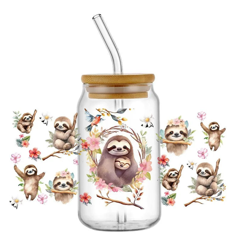 Decals Cute Sloth Waterproof Transfer Stickers for Mugs, Water, Bottle