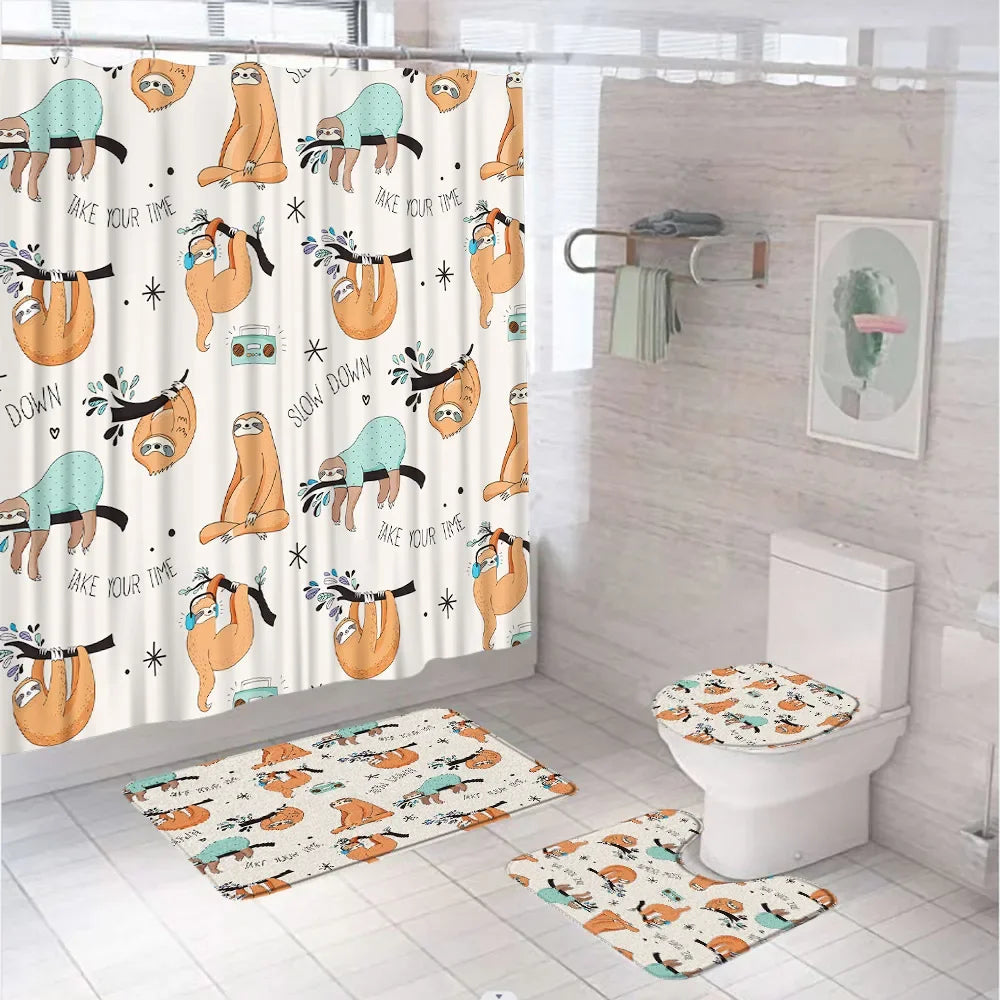 Various Funny Sloth Shower Curtain Set and Bathroom Sets