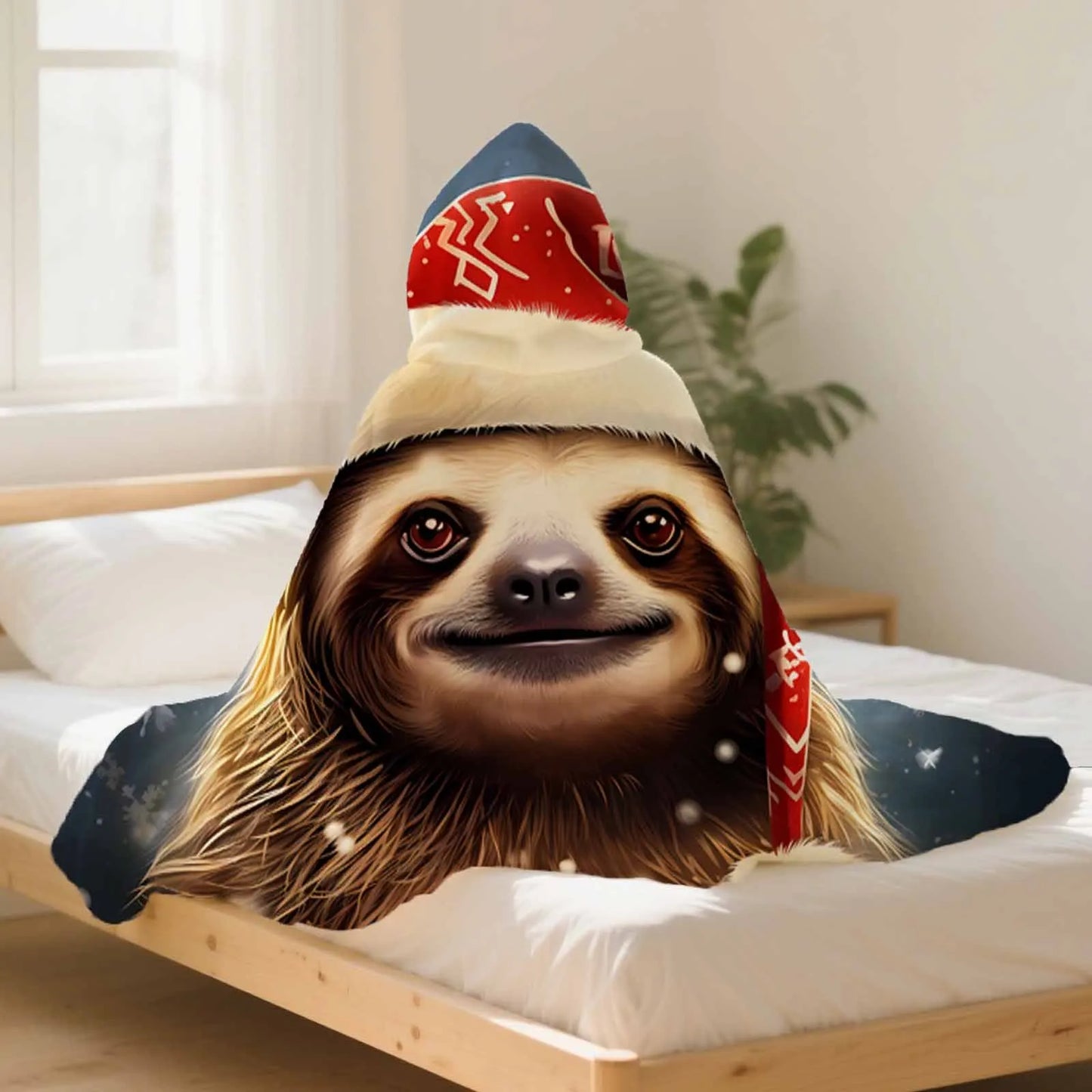 Sloth Christmas Hooded Blanket