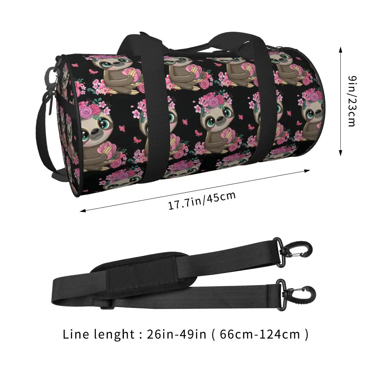Sloth With Flowers Gym Bag