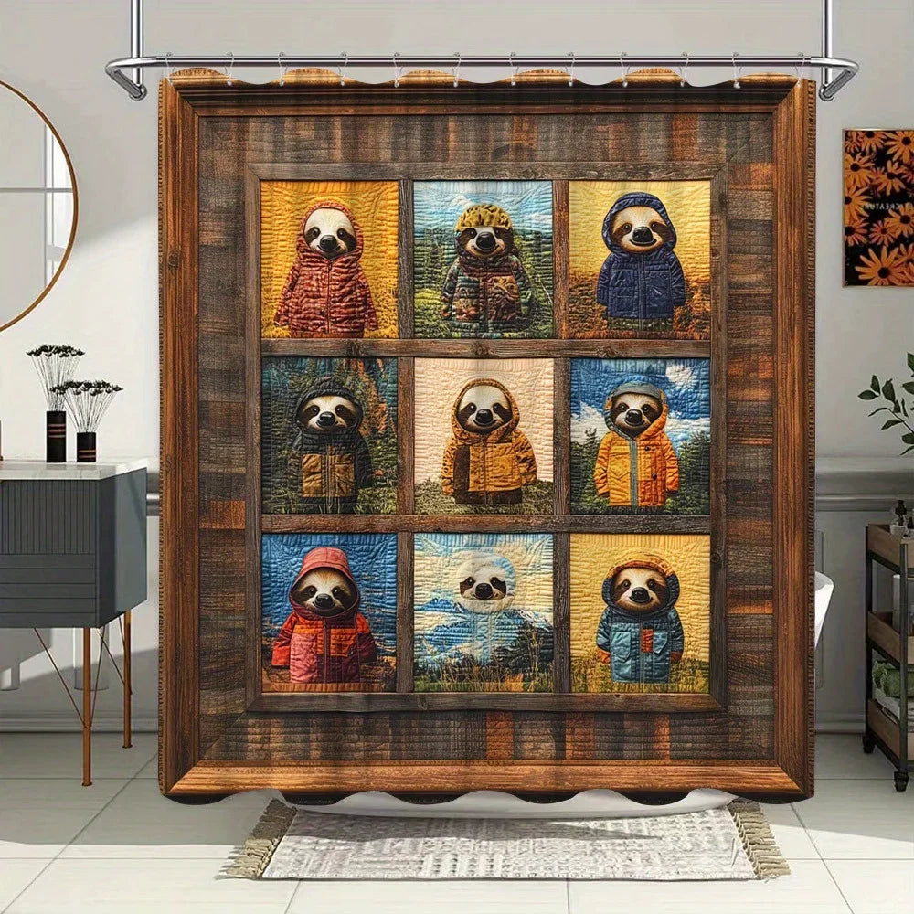 Sloths in Raincoats Shower Curtain