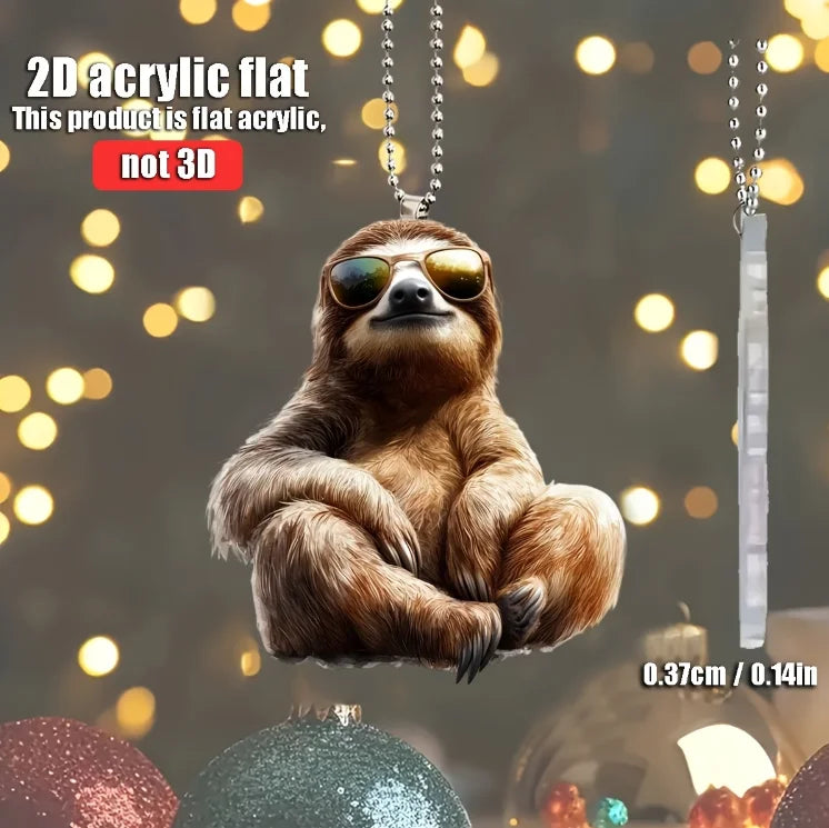 2D Sloth With Sunglasses Keychain