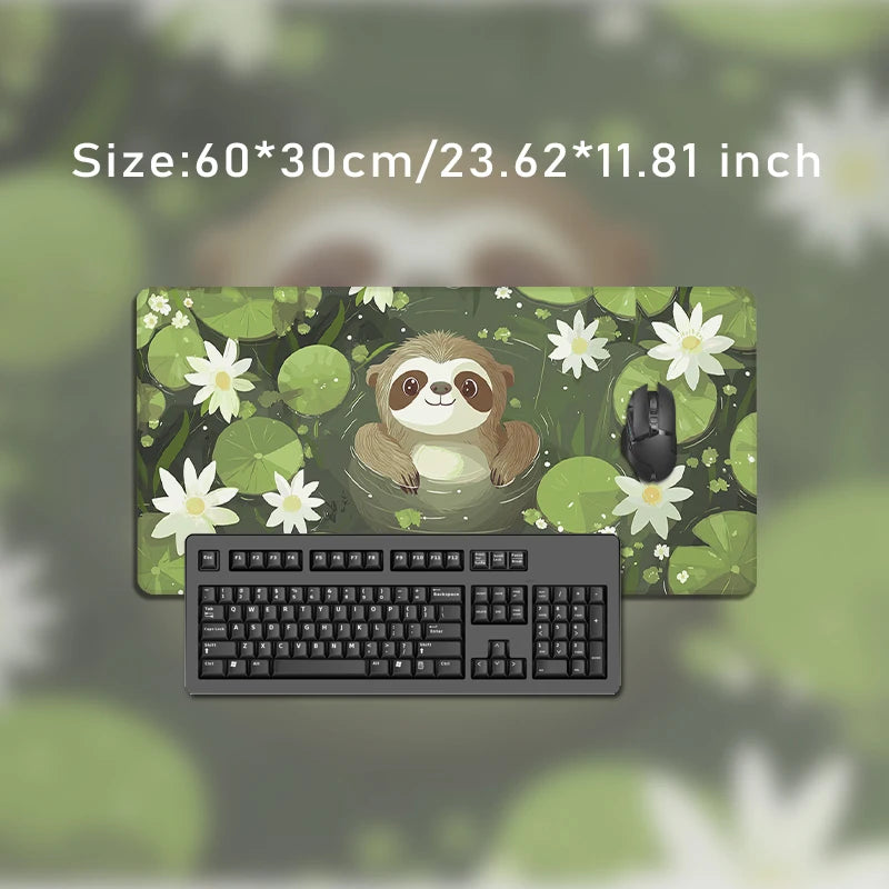Water Lily Sloth Large Desk Mat
