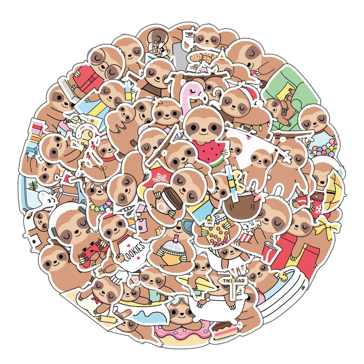 10/30/50 Piece Sloth Stickers